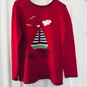 Sag Harbor Red Knit Sweater